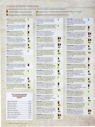 Chapter & Colony Directory, Autumn 2009